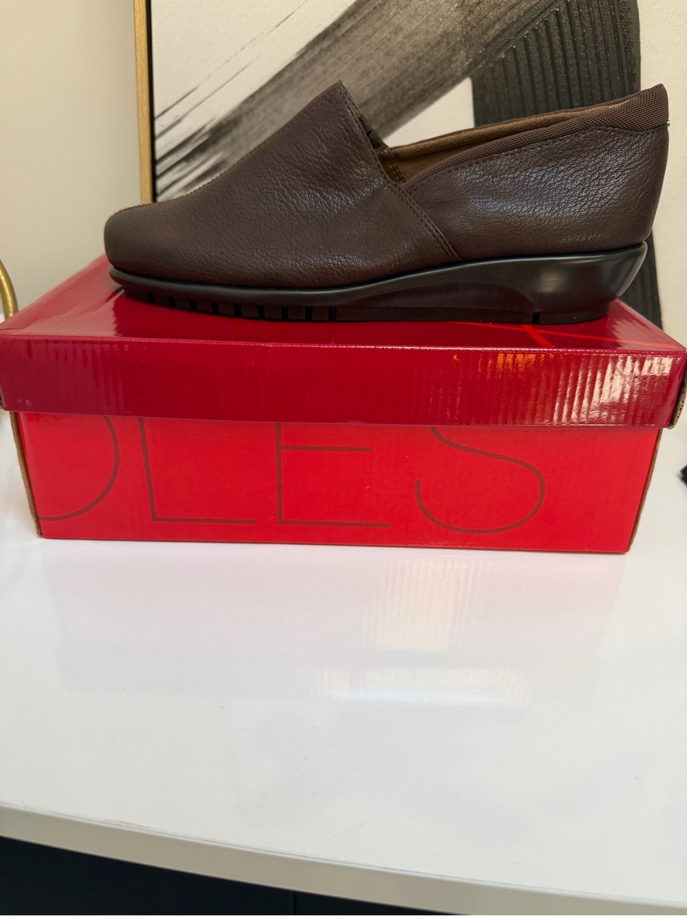 AEROSOLES Women’s  Dark Brown Leather Slip-On Loafers